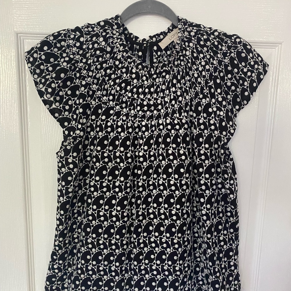 LOFT black and white polka dot top
